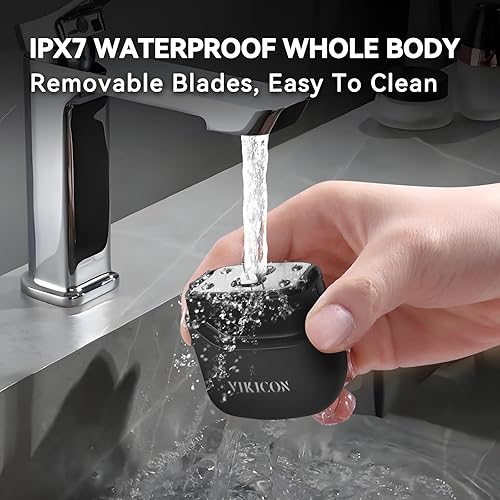 Miniatura 6 de VIKICON Afeitadoras eléctricas de aluminio para hombres, afeitadora facial compacta de viaje, mini maquinilla de afeitar para afeitarse la cara,