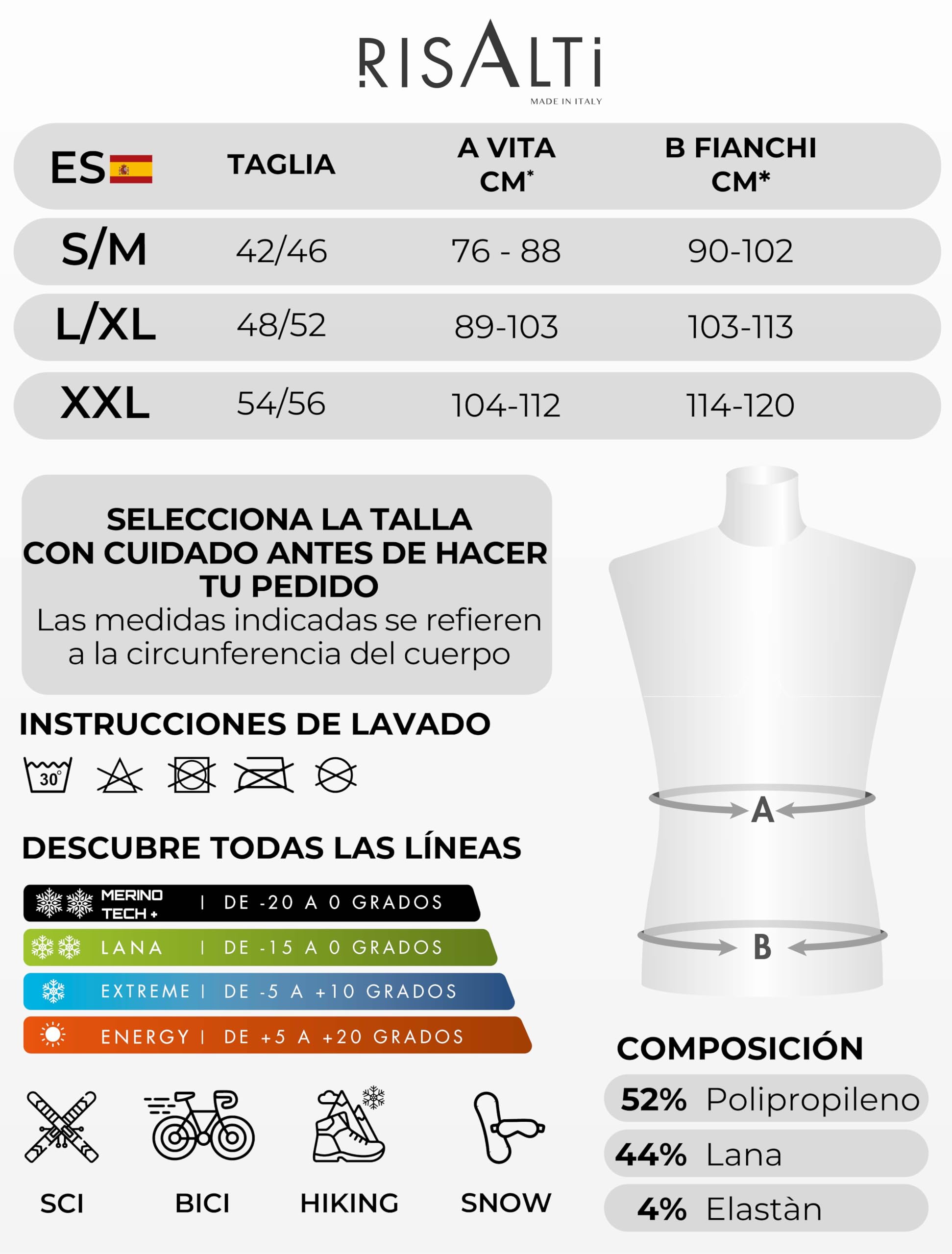 Risalti Camiseta térmica de hombre de manga larga Merino Tech – Camisetas térmicas para hombre de compresión de lana merino, ropa interior térmica para hombre de invierno, térmica, sin costuras –