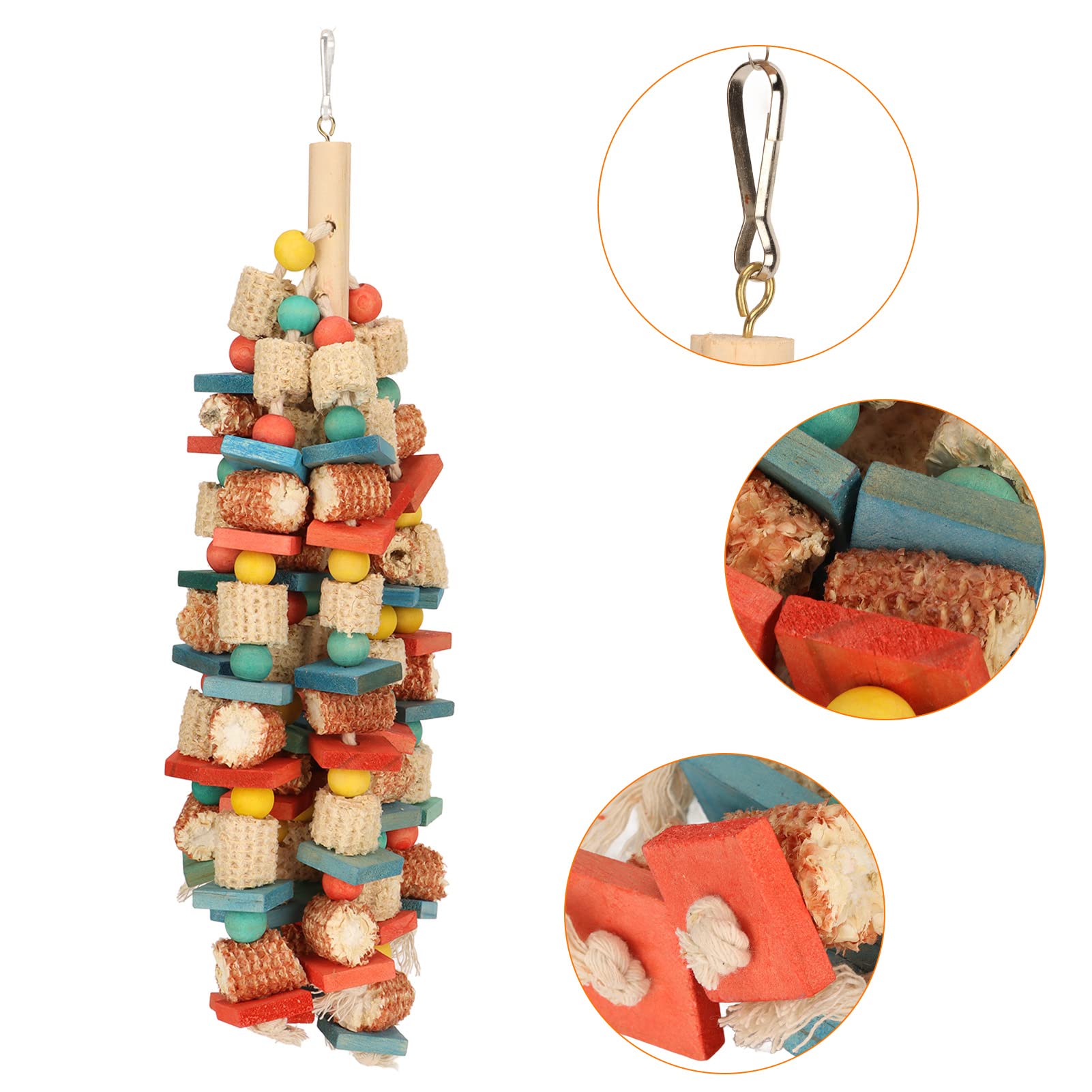 2 St¨¹ck/Set Papageienspielzeug,Langlebige Baumst?mme und Maiskolben,Vogelspielzeug,Buntes Vogelspielzeug Zum Aufh?ngen,Sicherheits Papageienspielzeug