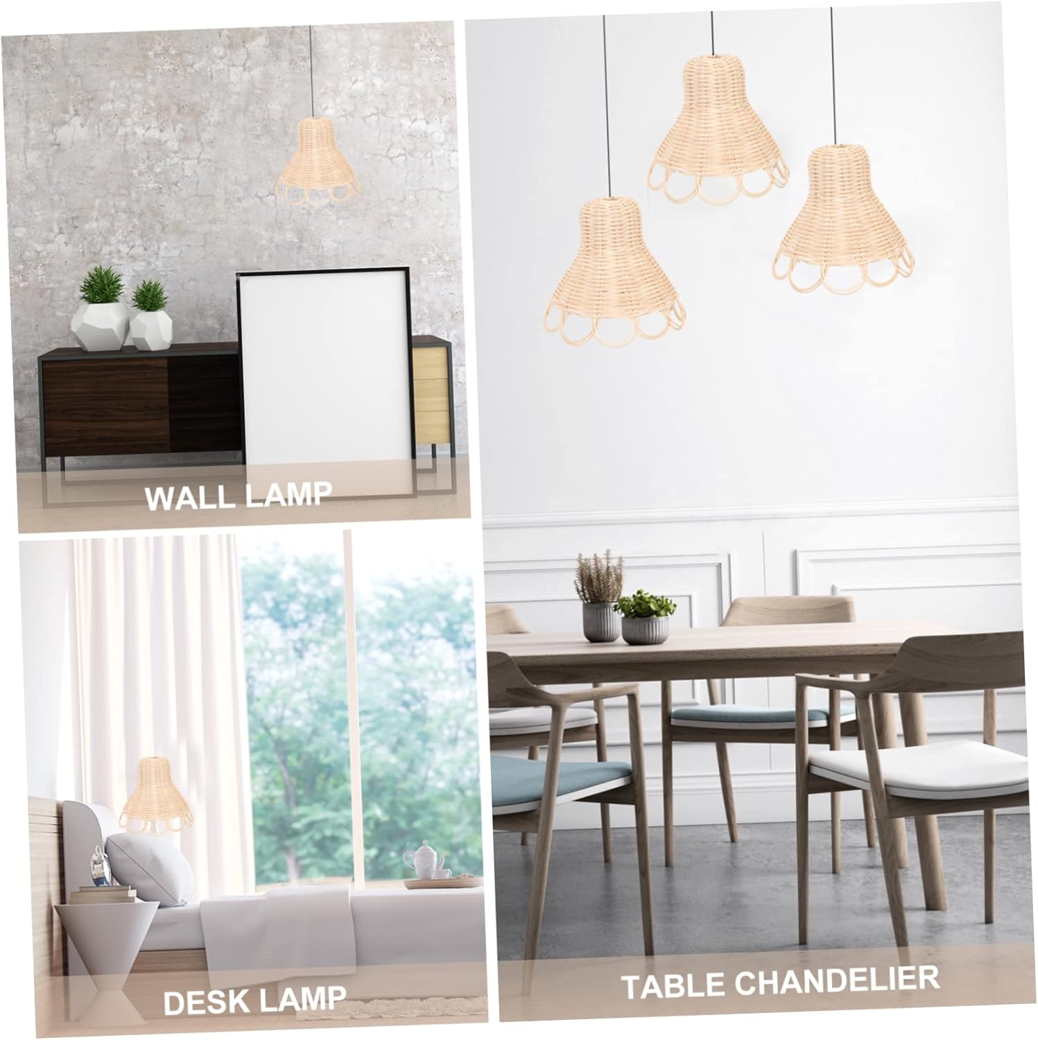 Alipis 3pcs Woven Rattan Pendant Lamp Shade Boho Lampshade for Living Room Bedroom and Outdoor Decor Lightweight Easy to Install Reusable Lighting Cover
