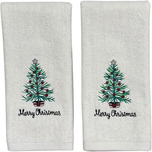 Miniatura 56 de Juego de 2 toallas de mano de baño de Navidad, color gris oscuro, 100% algodón, bordadas, diseño de copos de nieve, 16 x 25 pulgadas, toallas 24 Let