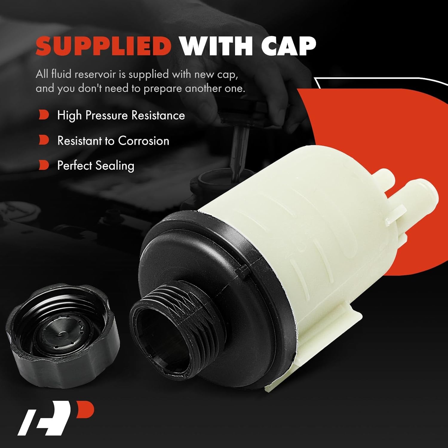 A-Premium Power Steering Reservoir/Tank with Cap Compatible with Volvo S80 2007-2014, V70 2008-2010, XC70 2008-2010, XC90 2007-2014, 3.0L 3.2L 4.4L