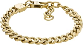 [フォッシル] Fossil ユニセックス HARLOW LINEAR TEXTURE チェーン ゴールドトーン ステンレススチール ネックレス、JF04698710