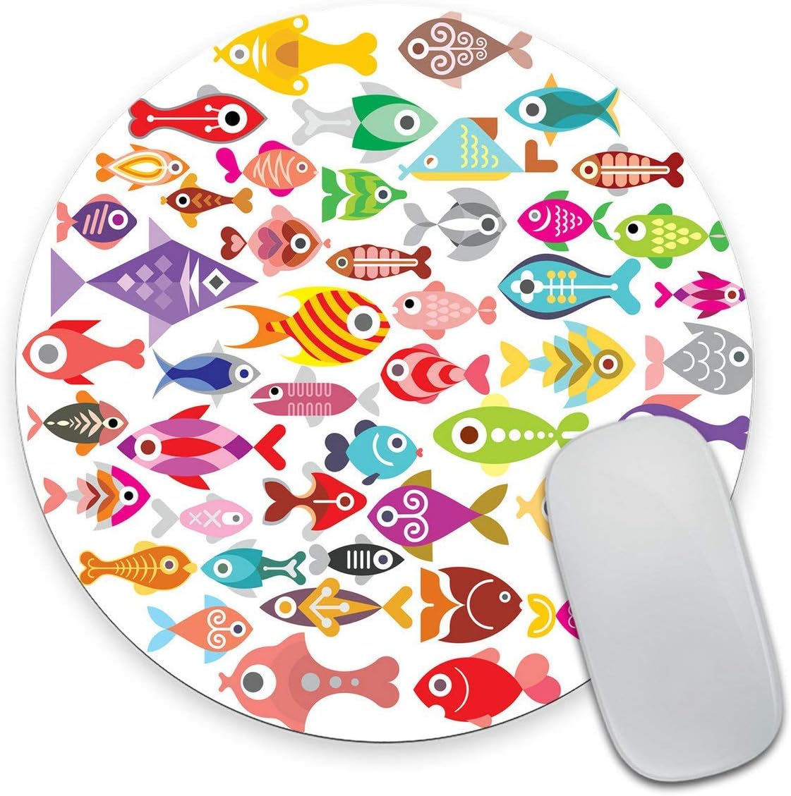 Smooffly Anti Slip Aquarium Fishes Mouse Mat for Desktops, Computer, PC and Laptops, Customized Round Mouse Pad for Office and Home