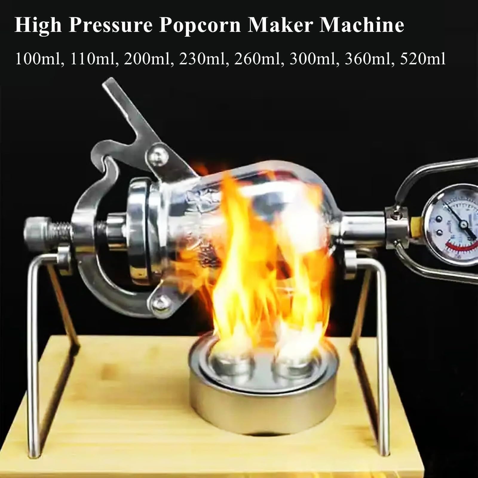 MáQuina Palomitas MaíZ Manual, MáQuina Palomitas MaíZ Alta PresióN, Palomitas MaíZ Tradicionales Chinas, Mini CañóN Palomitas MaíZ Acero Inoxidable(100ML)