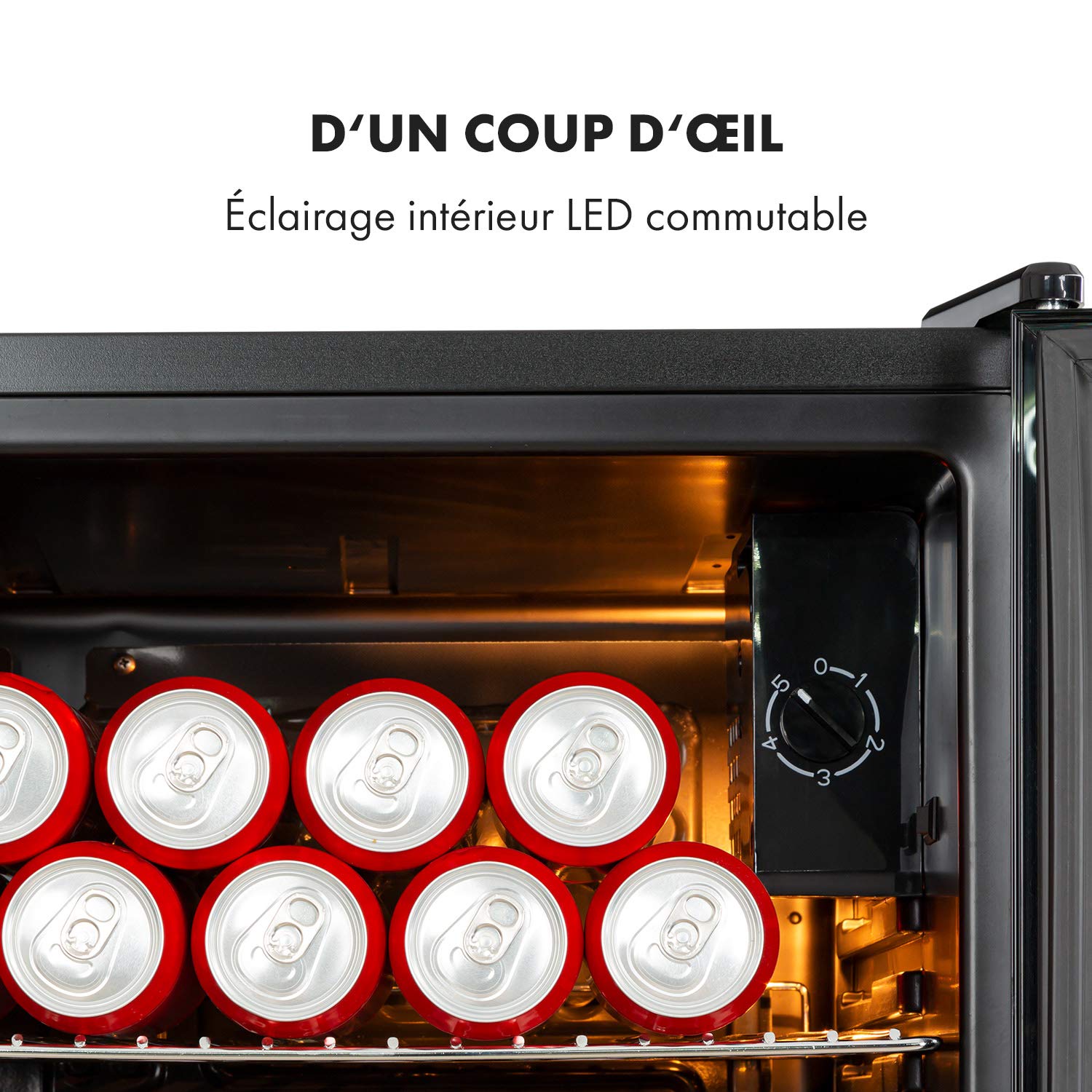 KLARSTEIN Mini Frigo 80L Silencieux pour Boisson, Bureau, Camping, Réfrigérateur avec Étagères Réglables