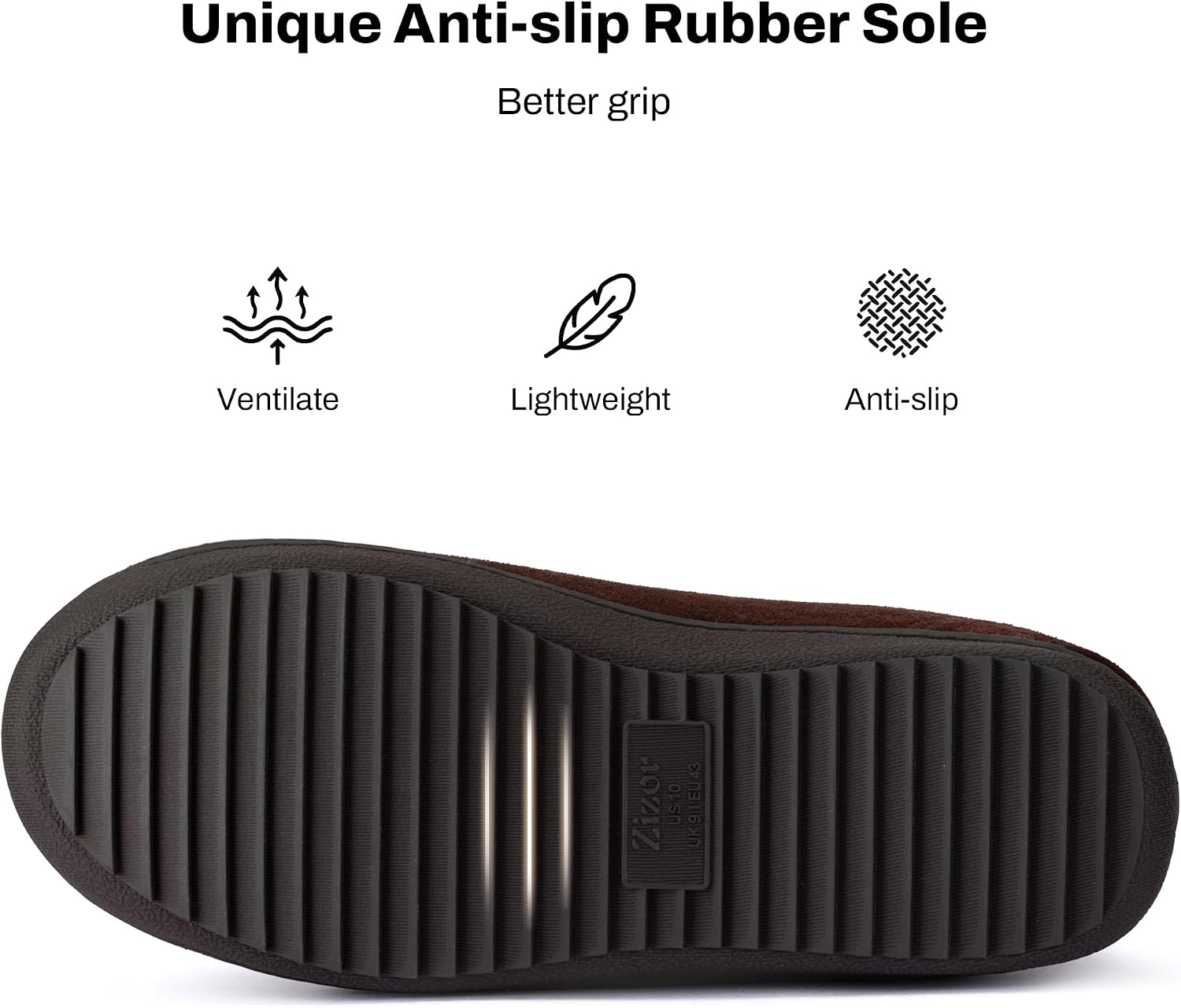Zizor Men's Adjustable Memory Foam Slippers House Warm Shoes