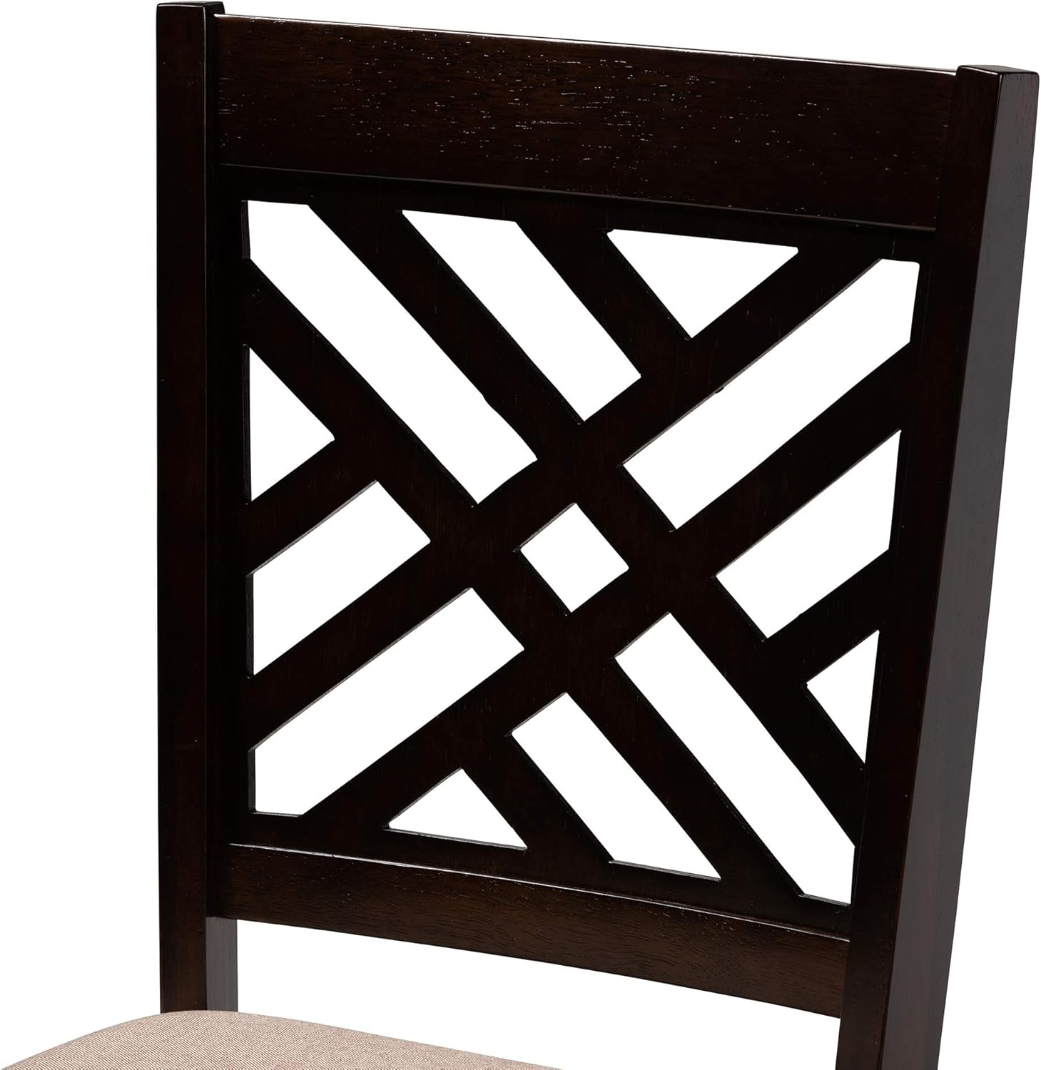 Set of 4 Baxton Studio Coligny Modern and Contemporary Sand Fabric Upholstered Espresso Brown Finished Wood Dining Chair (Set of 4 153-9401-AMZ)