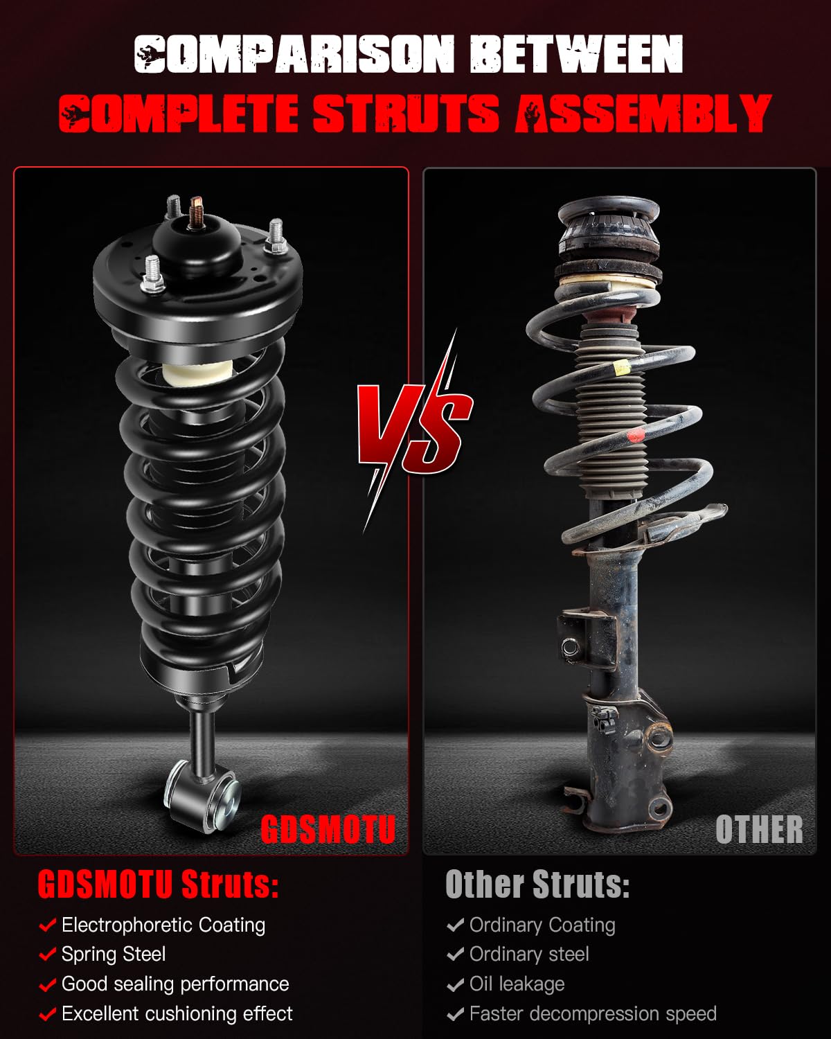 4x4 ONLY-Complete Front Left Right Strut Shock Coil Spring Assembly Replacement For 2004-2008 Ford F-150 2006-2008 Lincoln Mark LT -171361, Struts - Canada - View #5