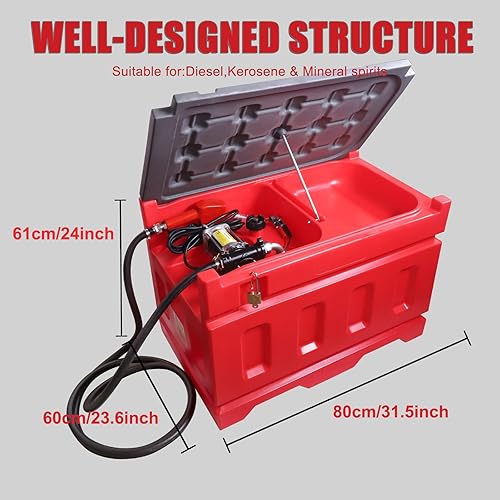 Miniatura 7 de Tanque de transferencia de combustible portátil, capacidad de 48 galones y caudal de 15 GPM, tanque de transferencia de gas portátil con bomba de