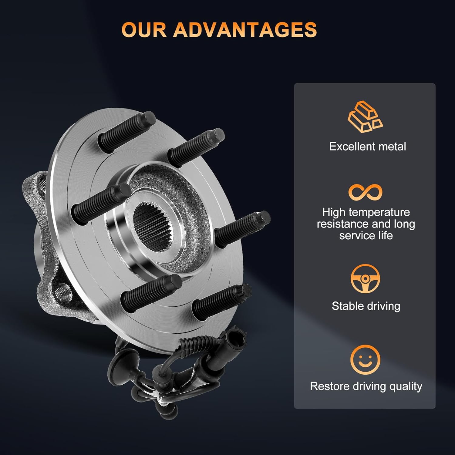 541001 Rear Wheel Hub and Bearing Assembly Compatible with 2003 2004 2005 2006 for Ford Expedition 2003-2006 for Lincoln Navigator 6 Lugs W/ABS 1pcs