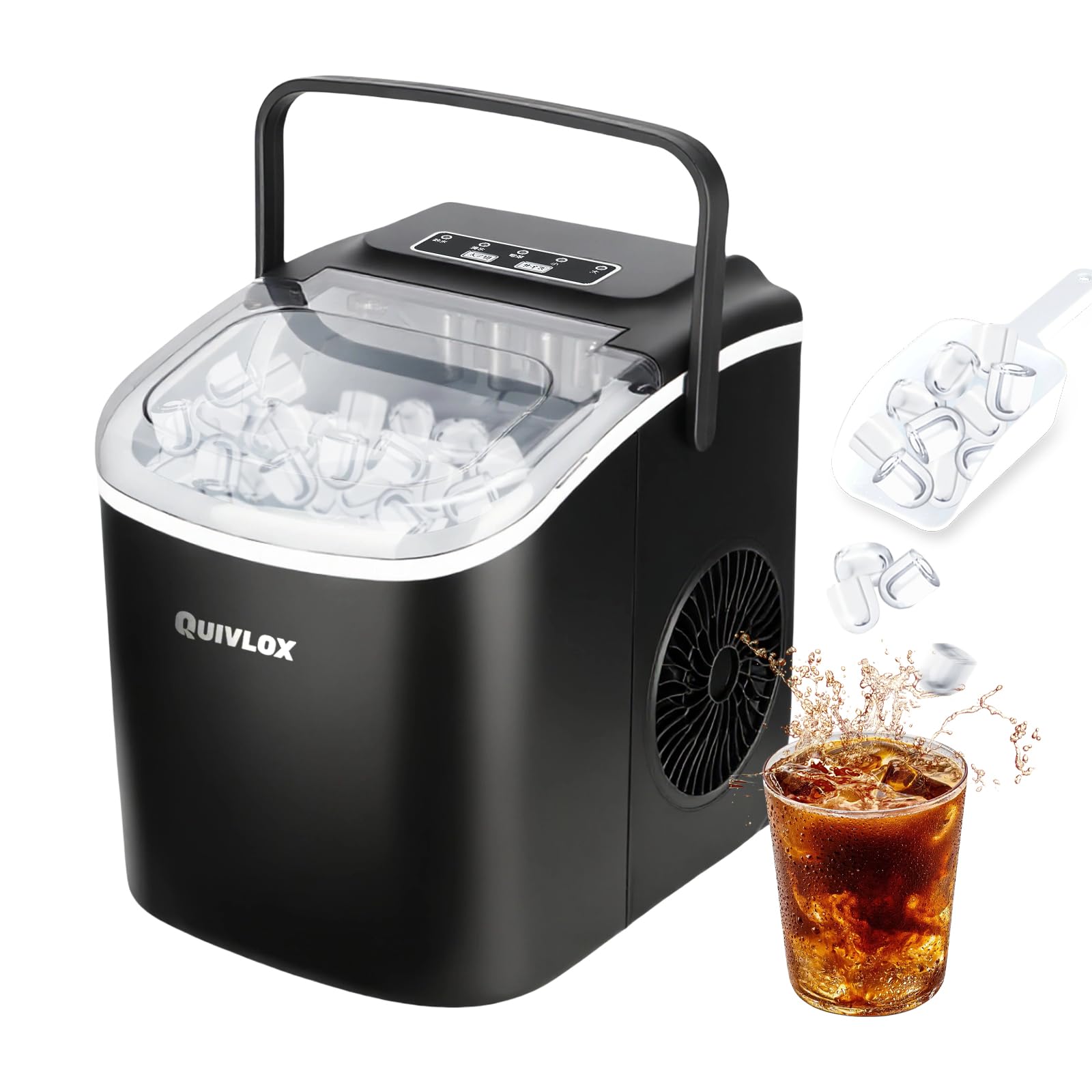 Amazon.co.jp: Quivlox 製氷機 家庭用 1.3L大容量水タンク 透明窓 高速 