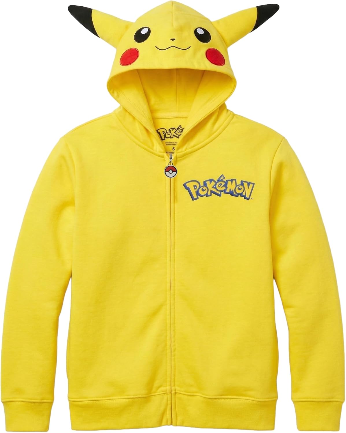 Pokemon Pikachu Hoodie for Kids Boys – Yellow Zip Up Jacket with 3D Ears Lightweight Costume Sweatshirt