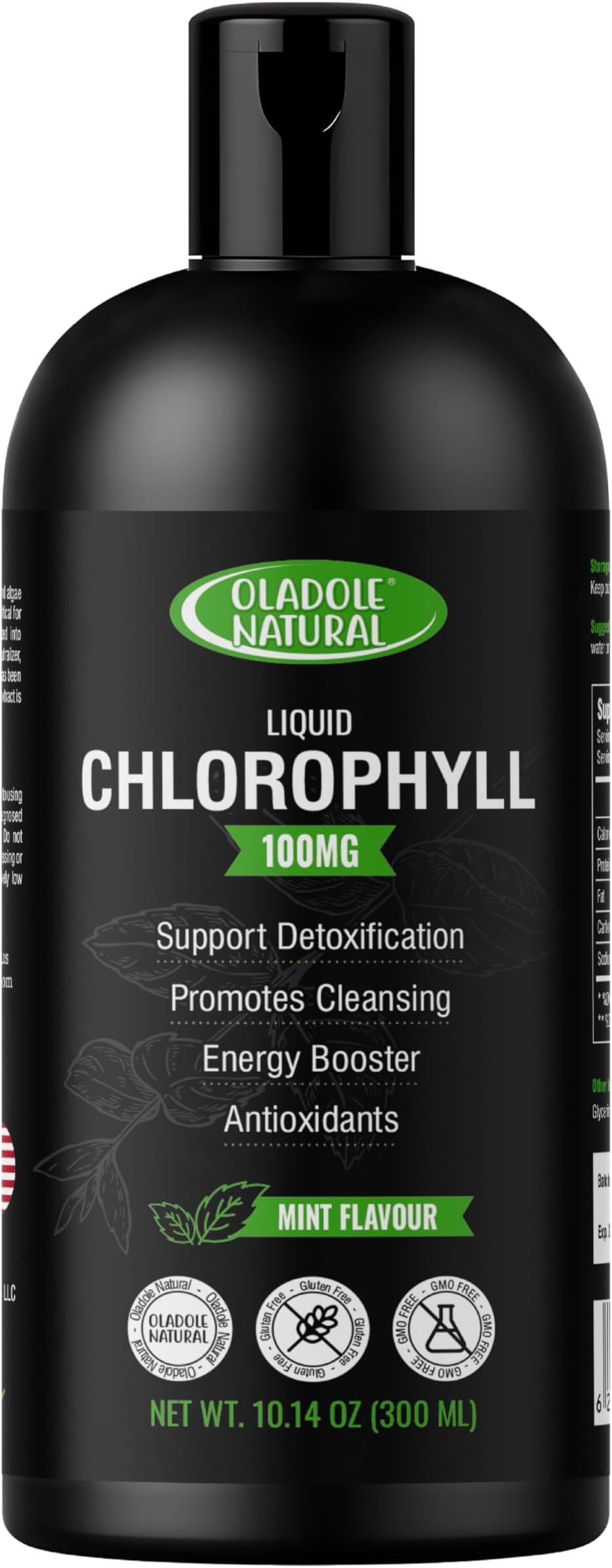 Chlorophyll Liquid - 300ml Mint Flavor | Pure Green Superfood Supplement for Detox, Energy Boost, Weight Management and a Internal Deodorant | Rich in Antioxidants Non-GMO, Gluten Free