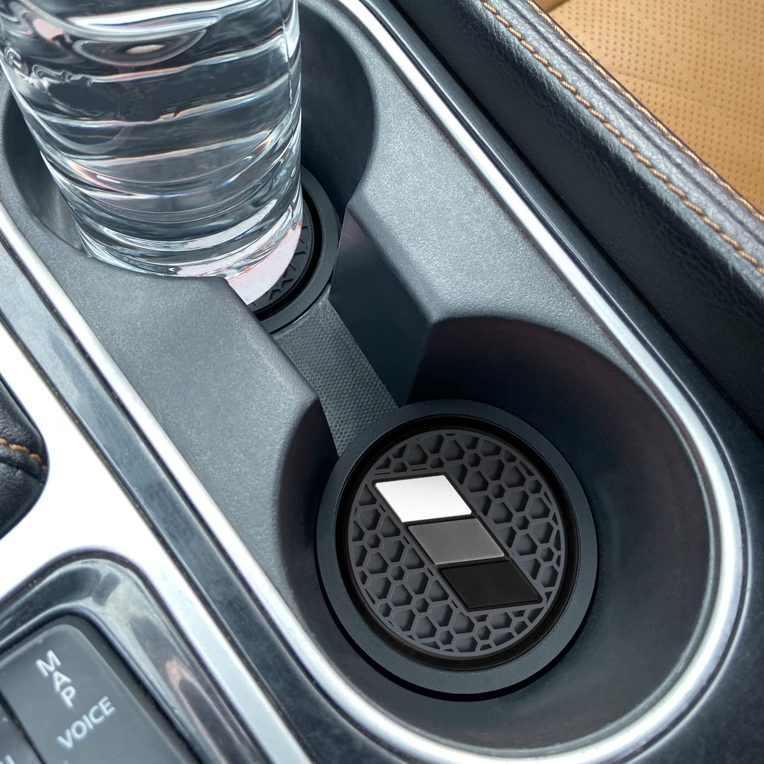 Cup Holder for Toyota Accessories Tacoma TRD 4Runner Tundra Rav4 Highlander, Classic Retro Style Tri-Color Interior Insert Coaster (2.75 Inch, White/Light Gray/Dark Gray) - Image 2