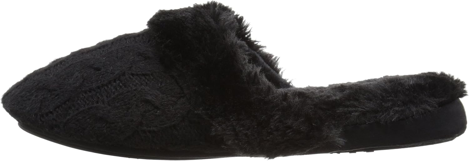 Carole Hochman Women's Cashmere PLUSHFILL Cable Knit Mule, Caviar, 6 M US