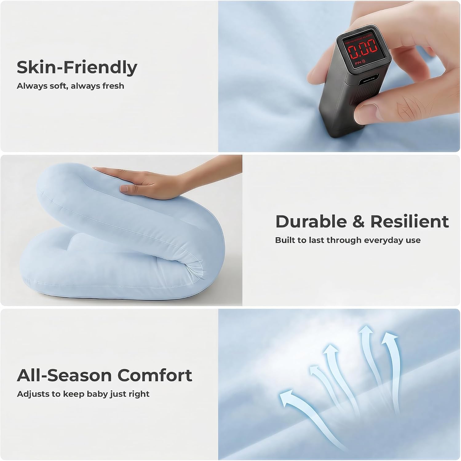 Infant Support Cushion - Baby Lounger for Newborn, 0-24 Months, Breathable Cotton Fabric Infant Support Cushion, Portable Newborn Essentials for Home and Travel, ZumaBlue (Cover Included)