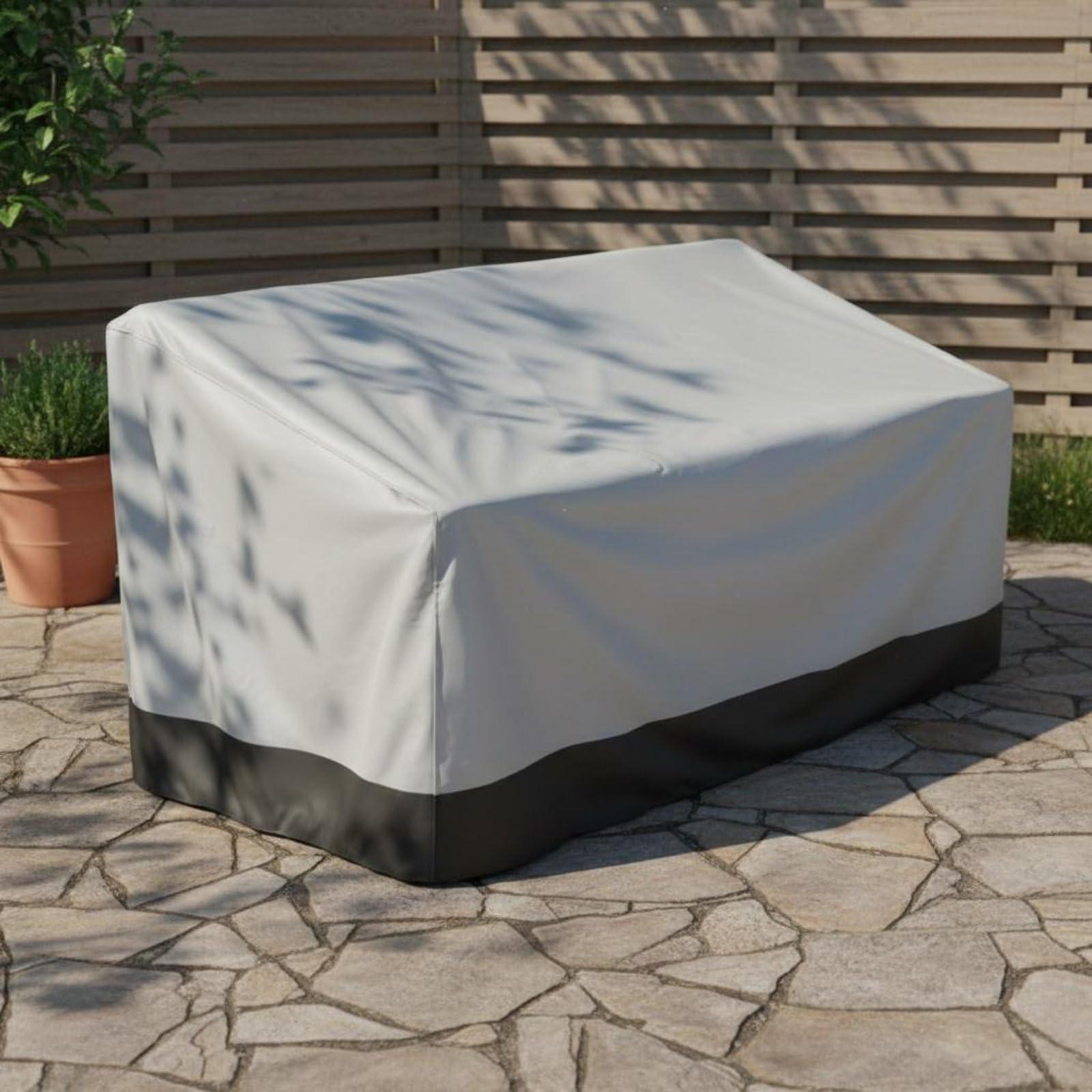 BNF®Waterproof Outdoor Sofa Cover - Heavy Duty 210D Patio Loveseat Protector, Gray-Black, 193-83-84cm-image-37