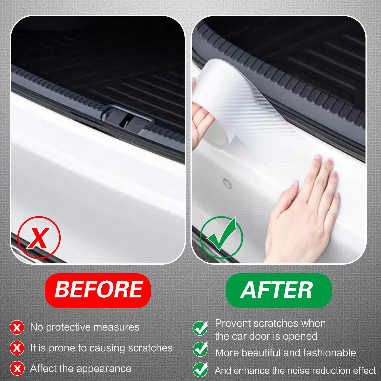 3D Carbon Fiber Clear Car Door Edge Protector, Anti-Collision Door Sill Guard Wrap Film, Universal Vehicle Door Edge Trim Guard 2.7 Inch x 16.5 Ft Transparent