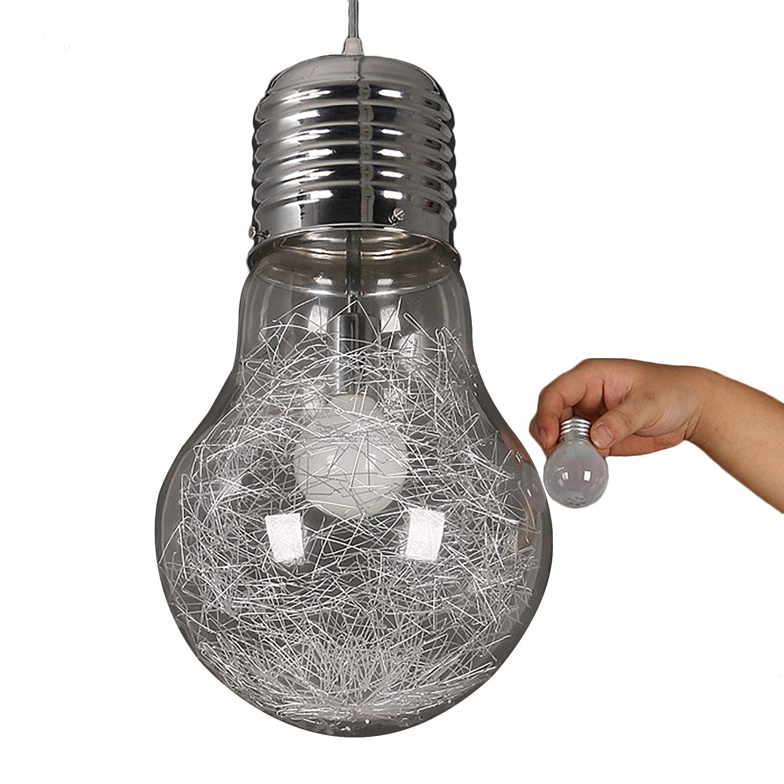 Lámpara colgante de vidrio bombillas retro lámpara de cristal moderna vintage plata