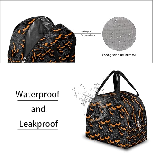 Miniatura 4 de Lonchera temática de Halloween de terror, lonchera aislada para hombres y mujeres, bolsa de almuerzo a prueba de fugas, bolsa de preparación de