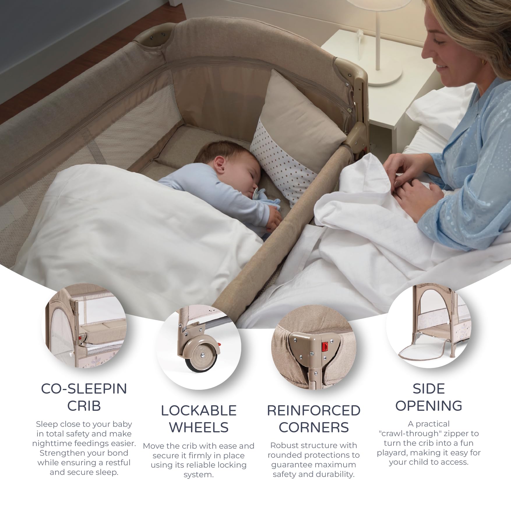 ms Innovaciones 630404 – Lit de Voyage et Berceau 2 en 1 – Deux hauteurs, Matelas à Langer et moustiquaire de série, Pliable et transportable, Unisexe, Beige 1 Unité (Lot de 1)