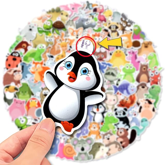 Mistree 100 Naklejki Ze Zwierzętami Na Kask, Laptopa, Telefon, Scrapbooking, Wodoodporne