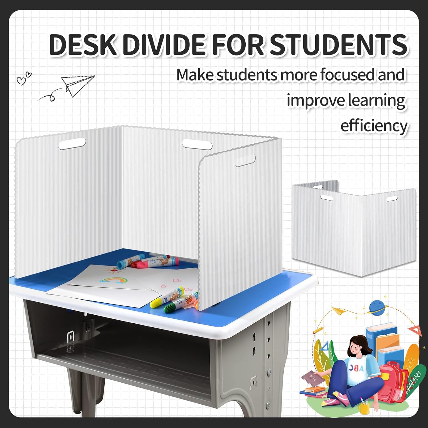 30 Pcs Desk Dividers for Students 14 × 17.5 × 14 Inch Plastic Durable and Waterproof Privacy Folders Shields Test Dividers with Classroom Privacy Boards for School Study Teacher Supplies (White)