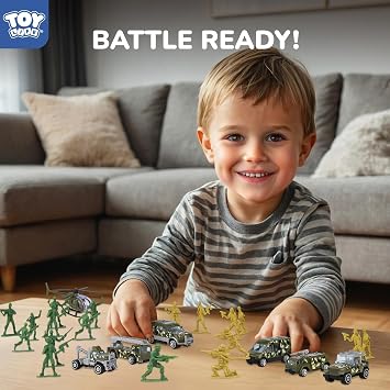 TOY Life Army Men Action Figures Toys Plastic, Toy Soldiers for Boys with Helicopter, Green Military Playset