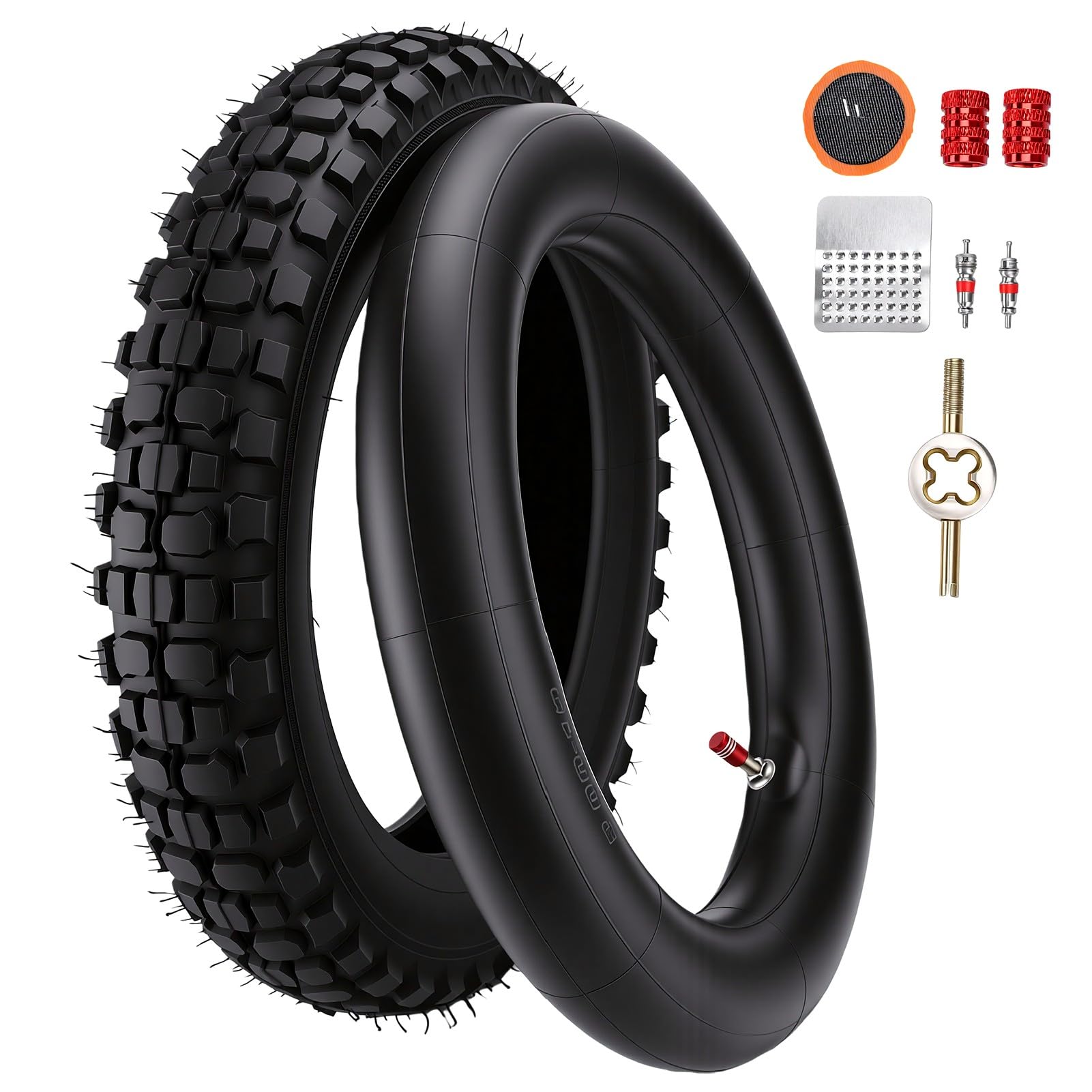 Tbest Zestaw Opon i Dętek do Motocykli Terenowych 3.00-12 do Tylnego Koła