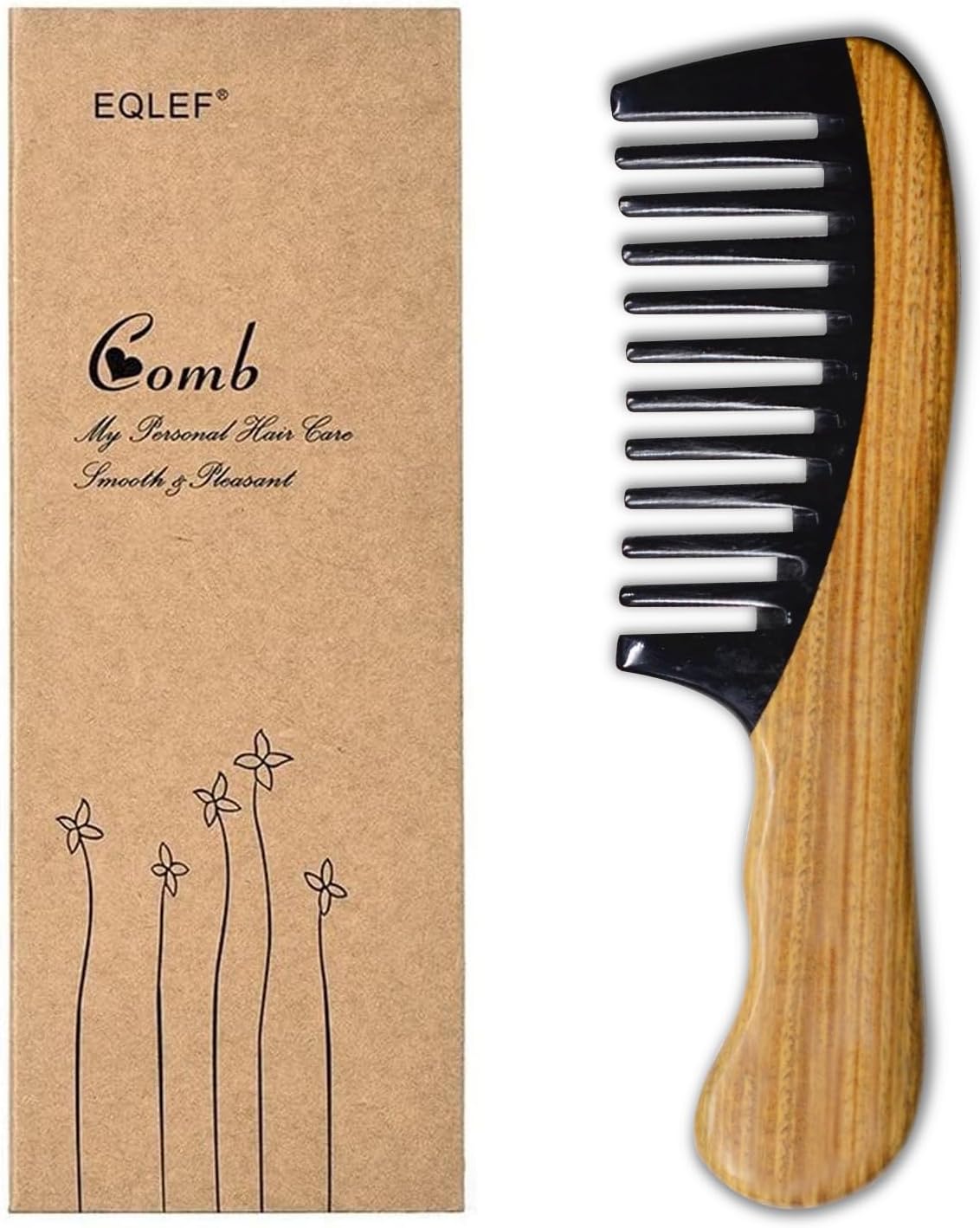 Eqlef® Peigne en bois de santal et corne de qualité supérieu…