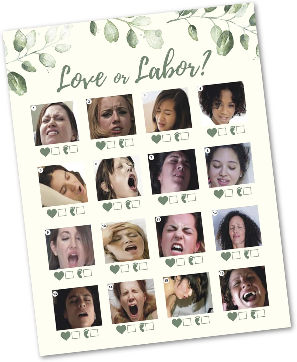 Pink Pixie Studio 30 Love or Labor Game Cards Baby Shower