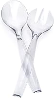 Vista 1 de Plasticpro Utensilios desechables de plástico para servir, juego de 4 cucharas de ensalada y 4 tenedores de ensalada, peso pesado transparente