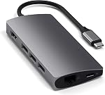 Satechi USB C Hub Multiport Adapter V3, 8 in 1 USB C Dongle with 8K HDMI, 85W USB-C PD Charging, 4 USB-C Data Ports, Ethernet, SD Card Reader for Mac, Windows - Midnight SL/MT