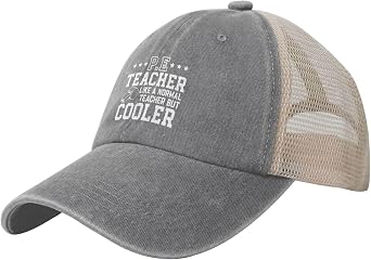 Pe Teacher Like A Normal Teacher Hat Mesh Baseball Cap Men Women Vintage Washed Distressed Trucker Hat Black