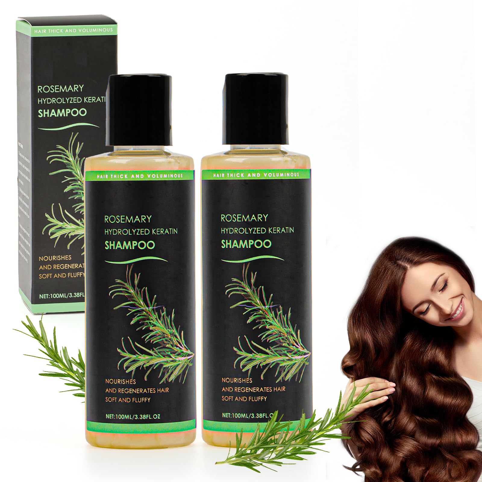 Shampoo au romarin pour la croissance des cheveux, shampooing organique au romarin Hair Growth Shampoo, épaississant naturel et fortifiant à la kératine hydrolysée contre la perte de cheveux fins et