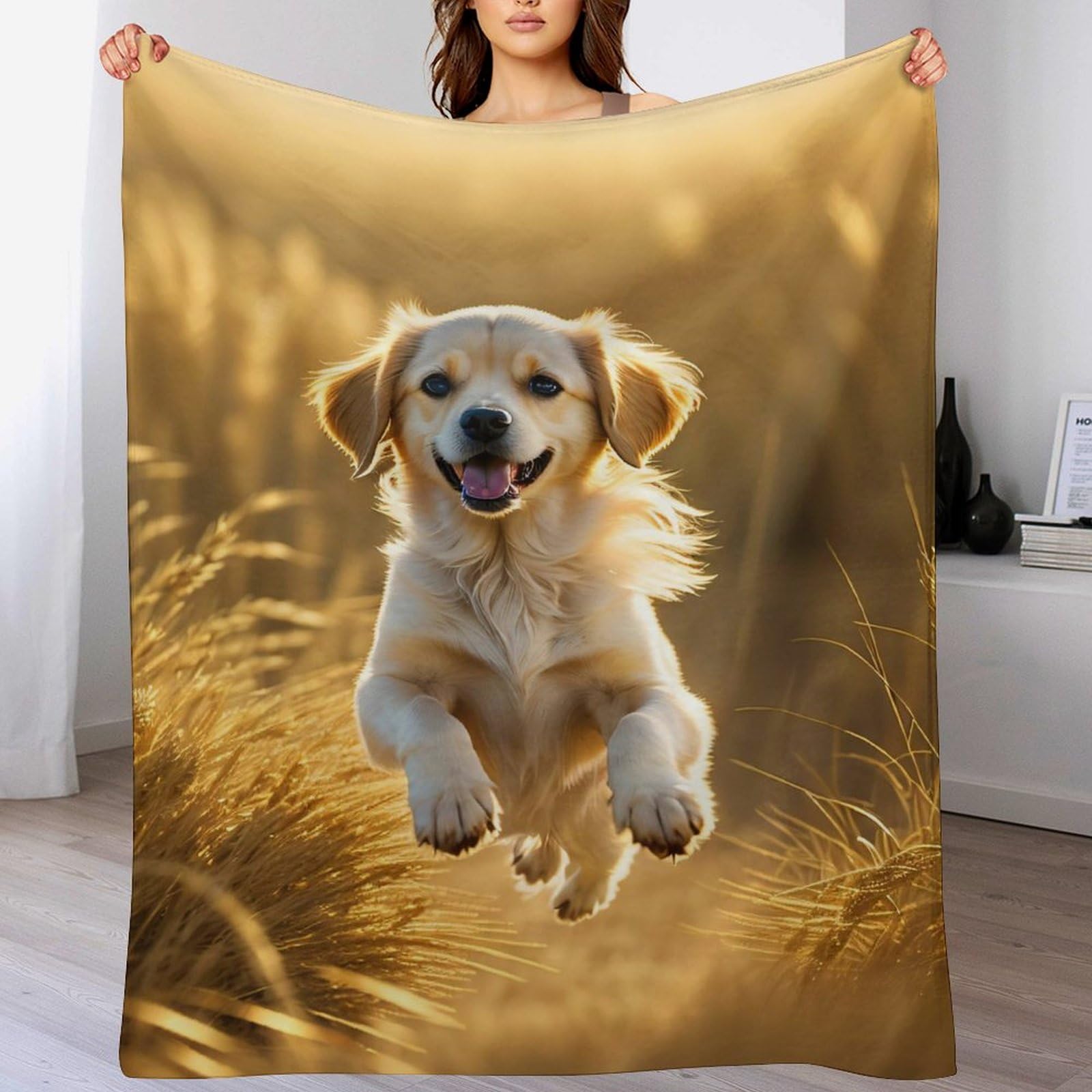 Couverture polaire running chien couverture en flannel douce lit chaud