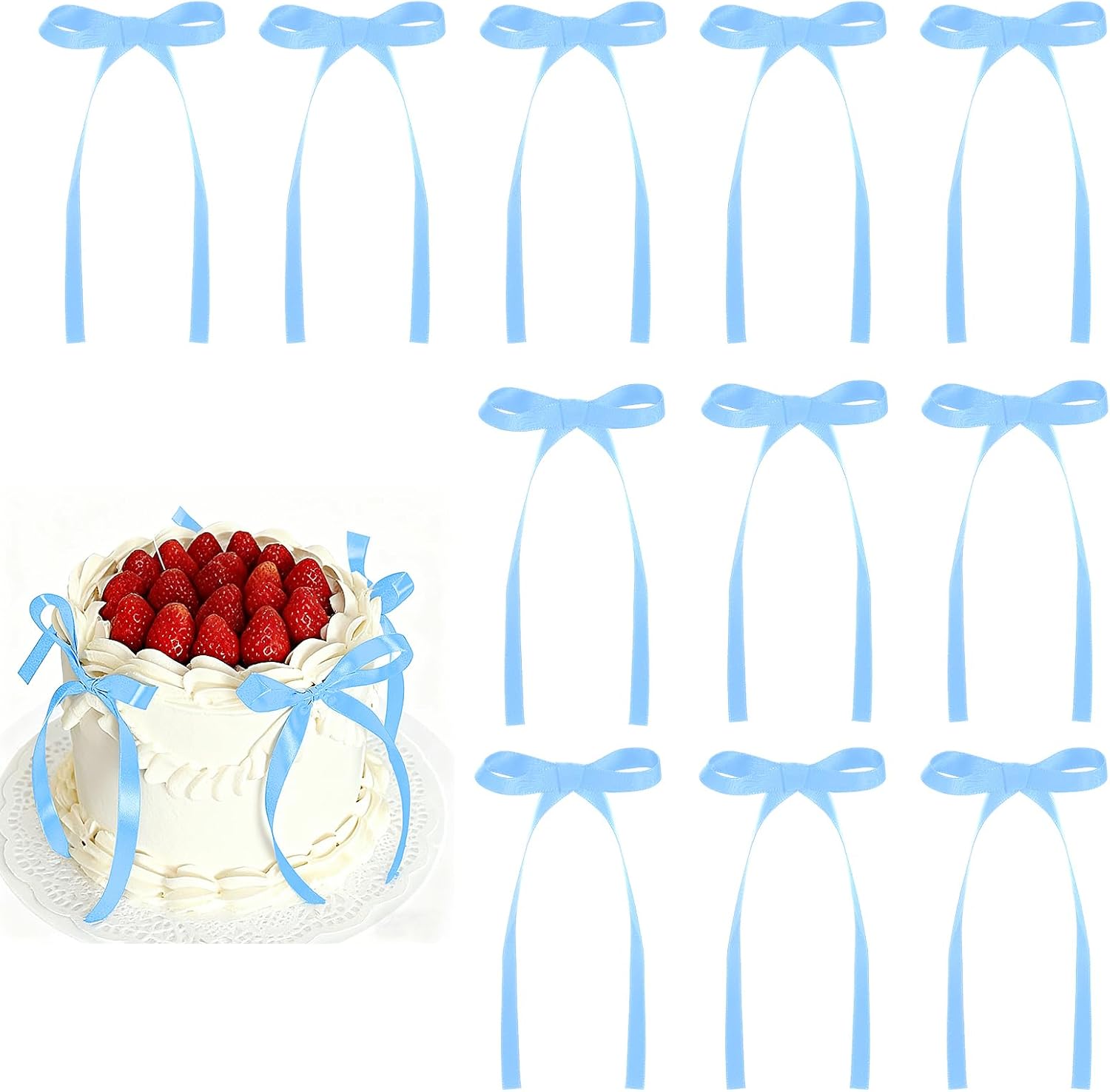30 Pack Bow Cake Toppers Pink Ribbon Bows for Cake Coquette Themed Bow Cupcake Toppers Pink Bow Birthday Decorations for Baby Shower, Bridal, Engagement, Wedding, Bachelorette Party Decoration
