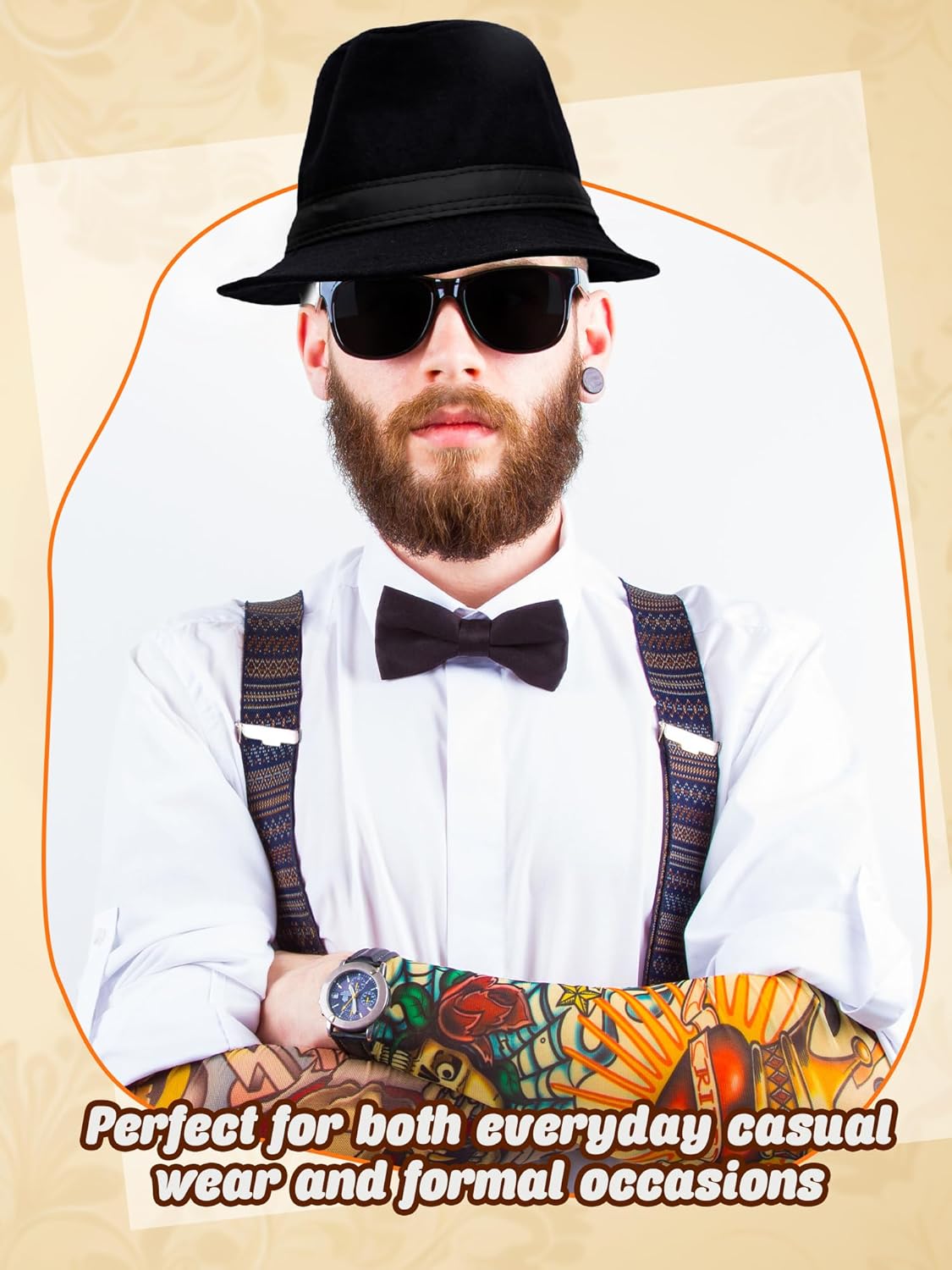 4 Pack Adult Black Fedora Hat Short Brim Fedora Cap Gangster Jazz Hats for Men Women Winter Daily Party Dress Up - Image 5