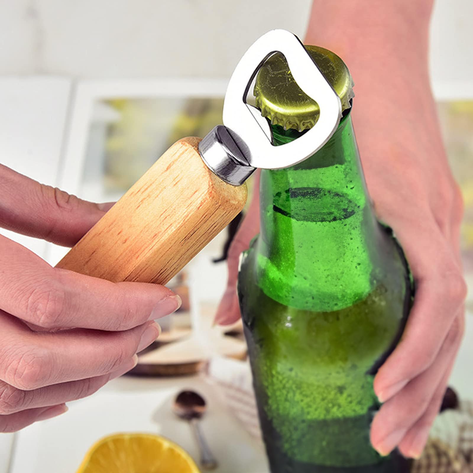 50 Pièces Décapsuleur Bois, Décapsuleurs Inoxydable, Design de la Poignée en Bois, pour la Maison, Cuisine, Bar, Ouvre Bouteille Cadeau