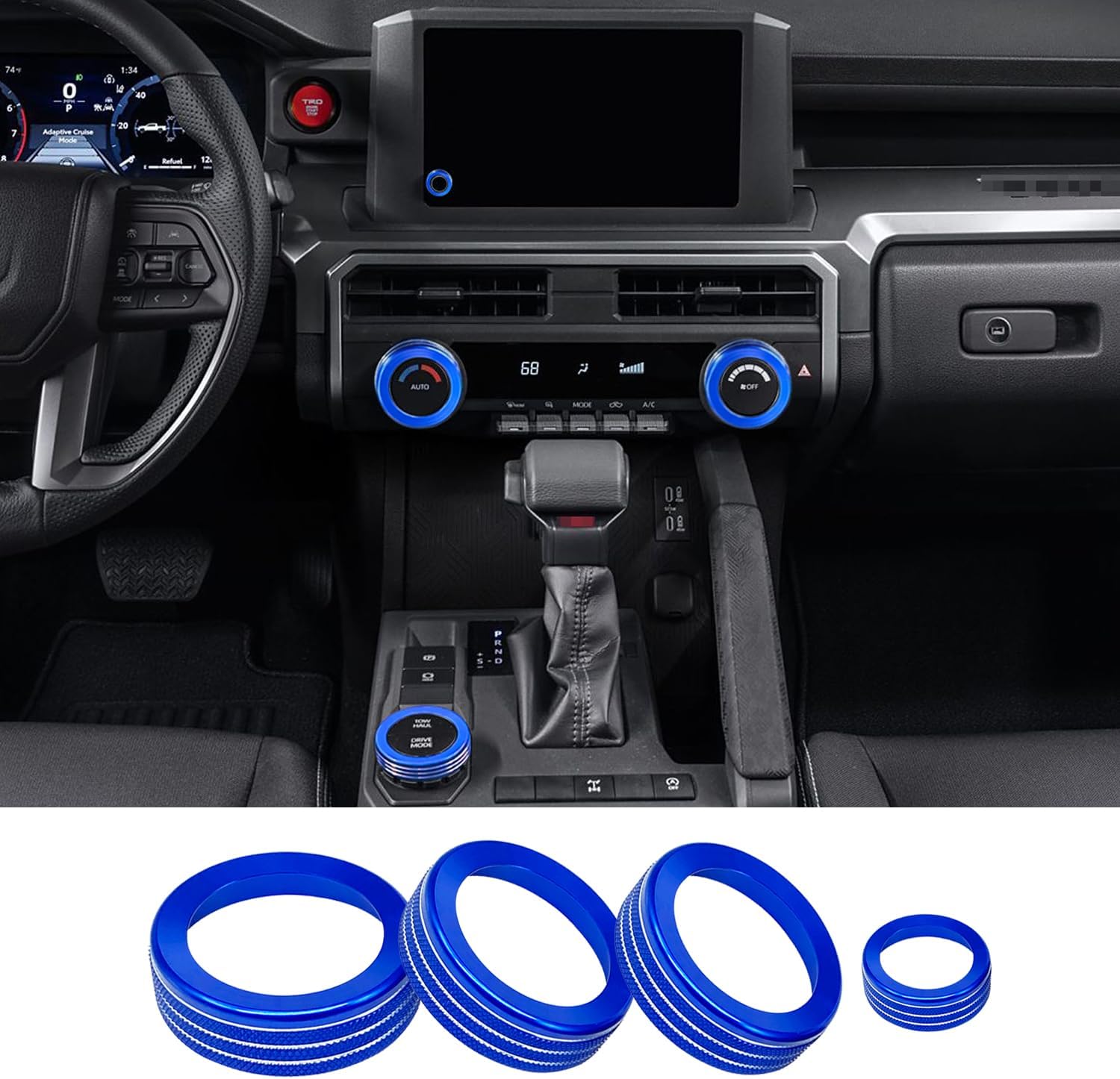 for Toyota Tacoma 2024 2025 Interior Accessories, for 4Runner 2025 with 14" Display Switches, Air Conditioner AC Switch Knob Cover 4PCS Aluminum Alloy (Red, 14 Inch Display) image 5