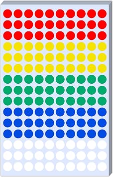 2100 Pack - 0.4" Colored Dot Stickers, Small Round Circle Labels - 5 Colors