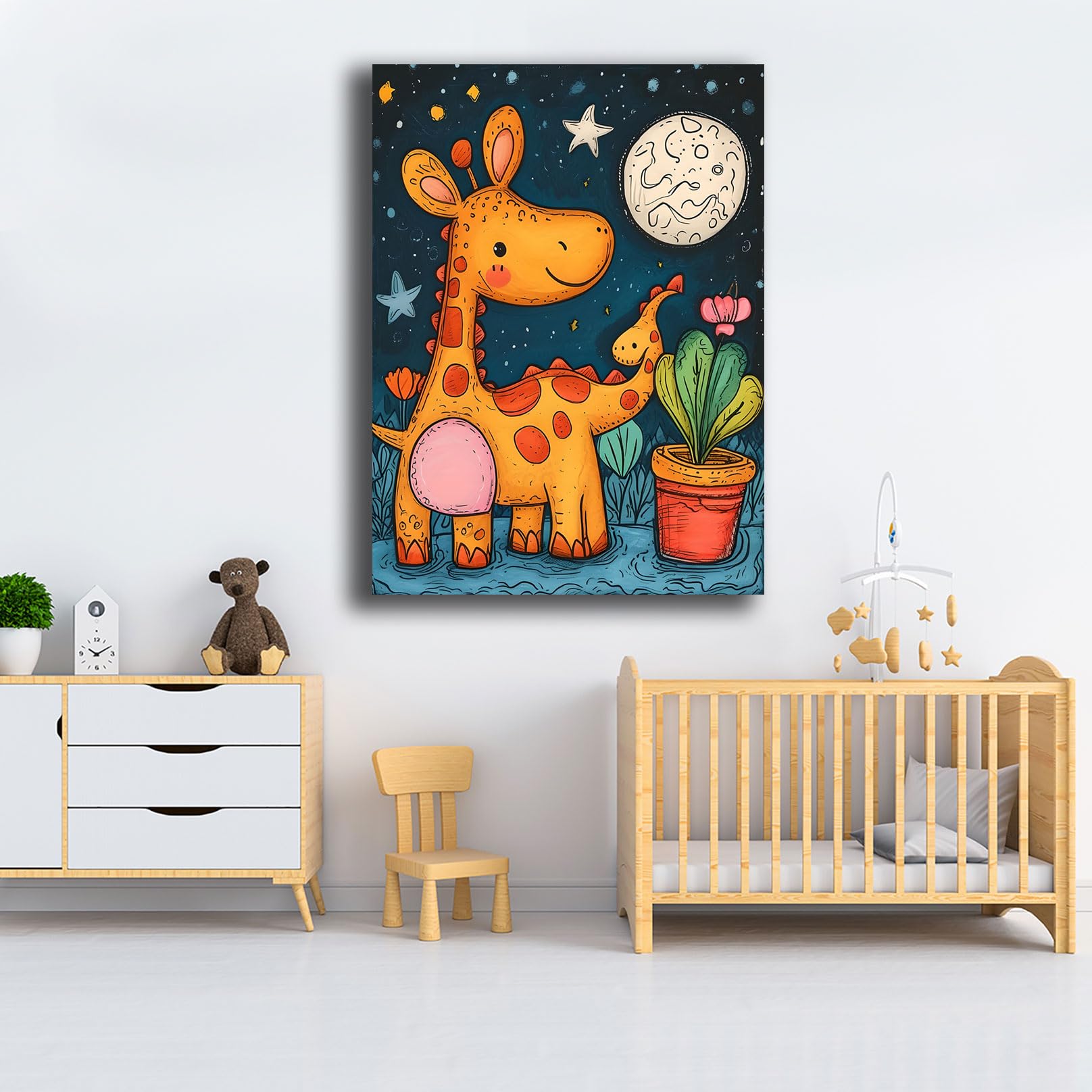 Quadro su Tela Cameretta Bambini Animali – Decorazioni Parete Nursery Neonato, Stampa Moderna per Cameretta Bimbo e Bimba, Quadri Decorativi per Casa Asilo (7, 50x70 cm, Canvas intelaiato)