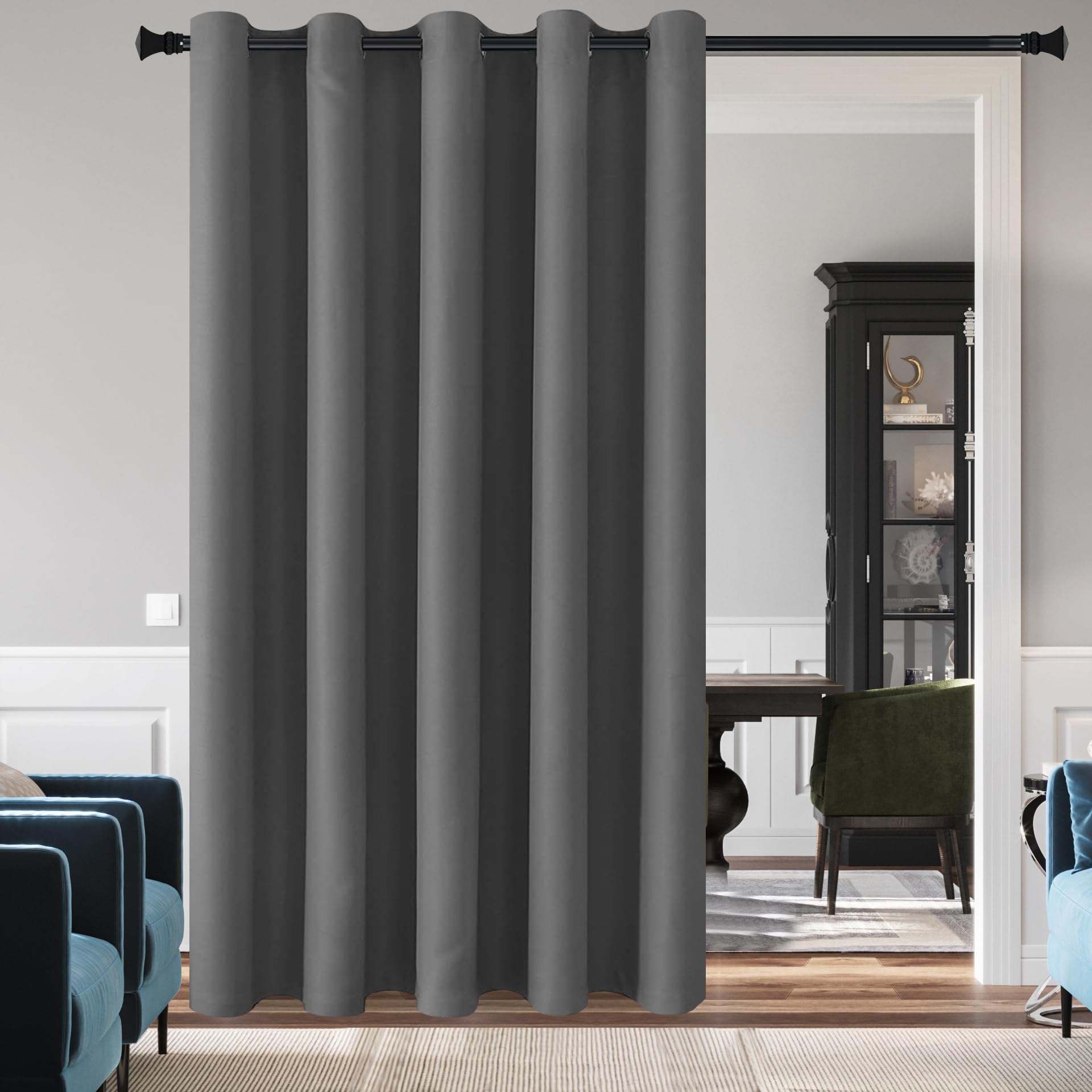 DWCN Blackout Curtain Panel for Bedroom - Thermal Insulated Energy Saving Grommet Blackout Drapery for Patio Door, Room Divider Long Curtain, Dark Grey, W72 by L72, 1 PC โ image 1