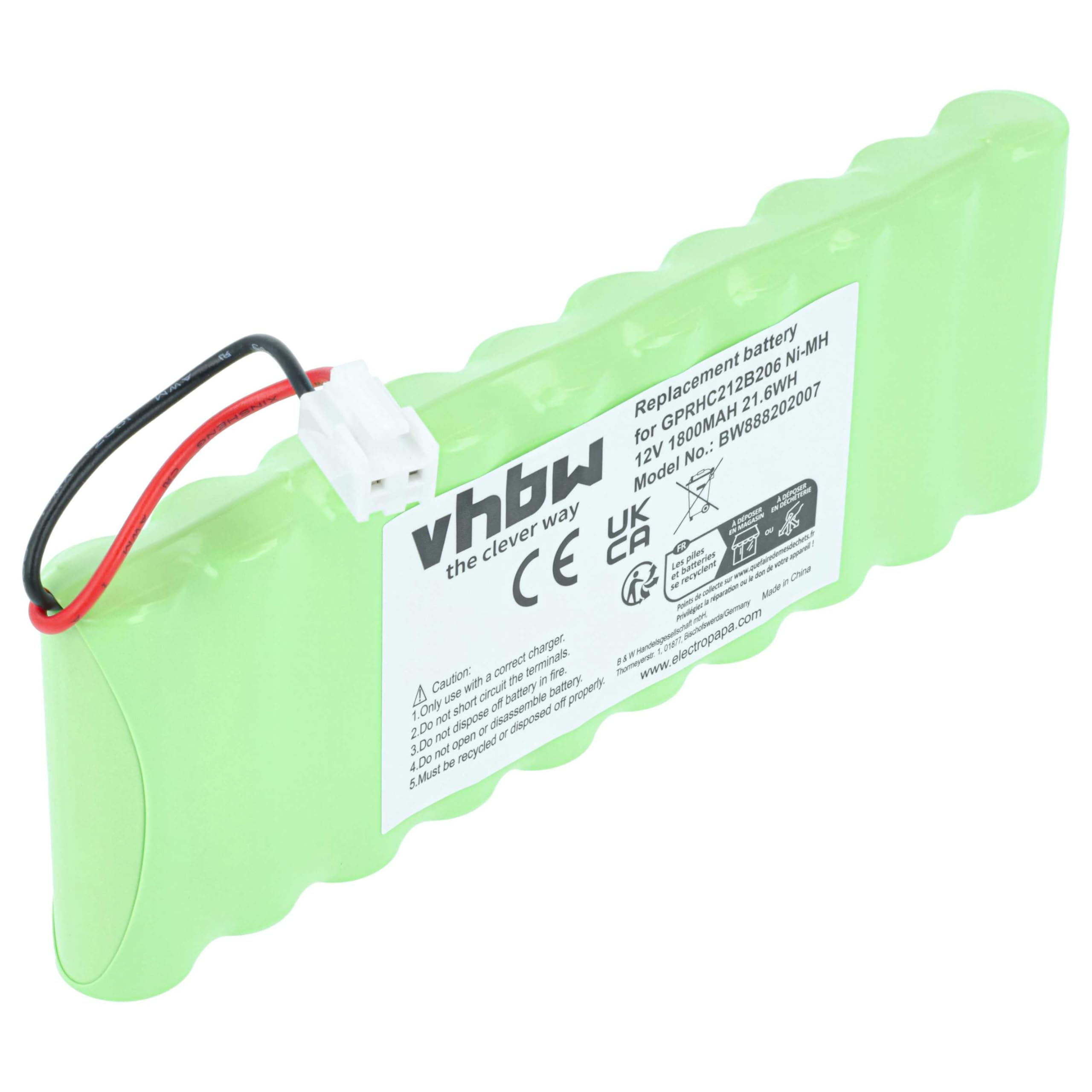 vhbw Batterie Compatible avec Roto ZRO RT SF | ZRO RT SF G3 motorisation de volet, porte, portail (1800mAh, 12V, NiMH)