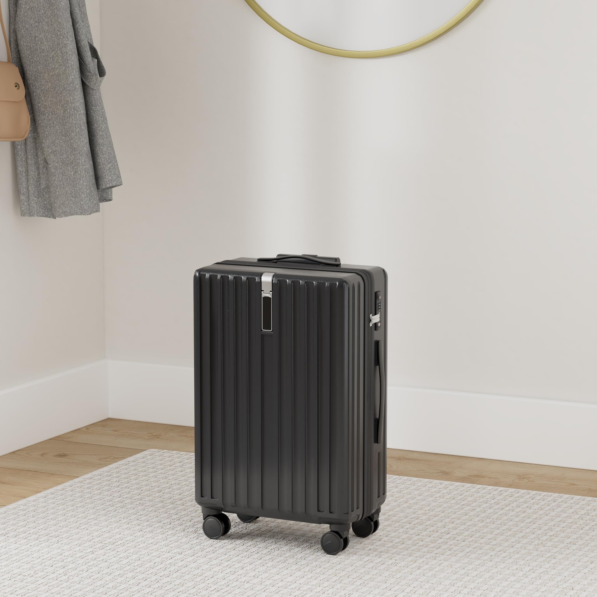 Valigia Bagaglio a Mano PC（Policarbonato） Trolley Rigida Valigie Cabina Ultra Leggero 4 Ruote Girevoli Doppie e TSA Lucchetto 57x37x22cm