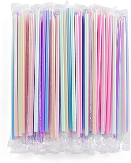 [Individually Wrapped] 100Pcs Disposable Plastic Drinking Straws