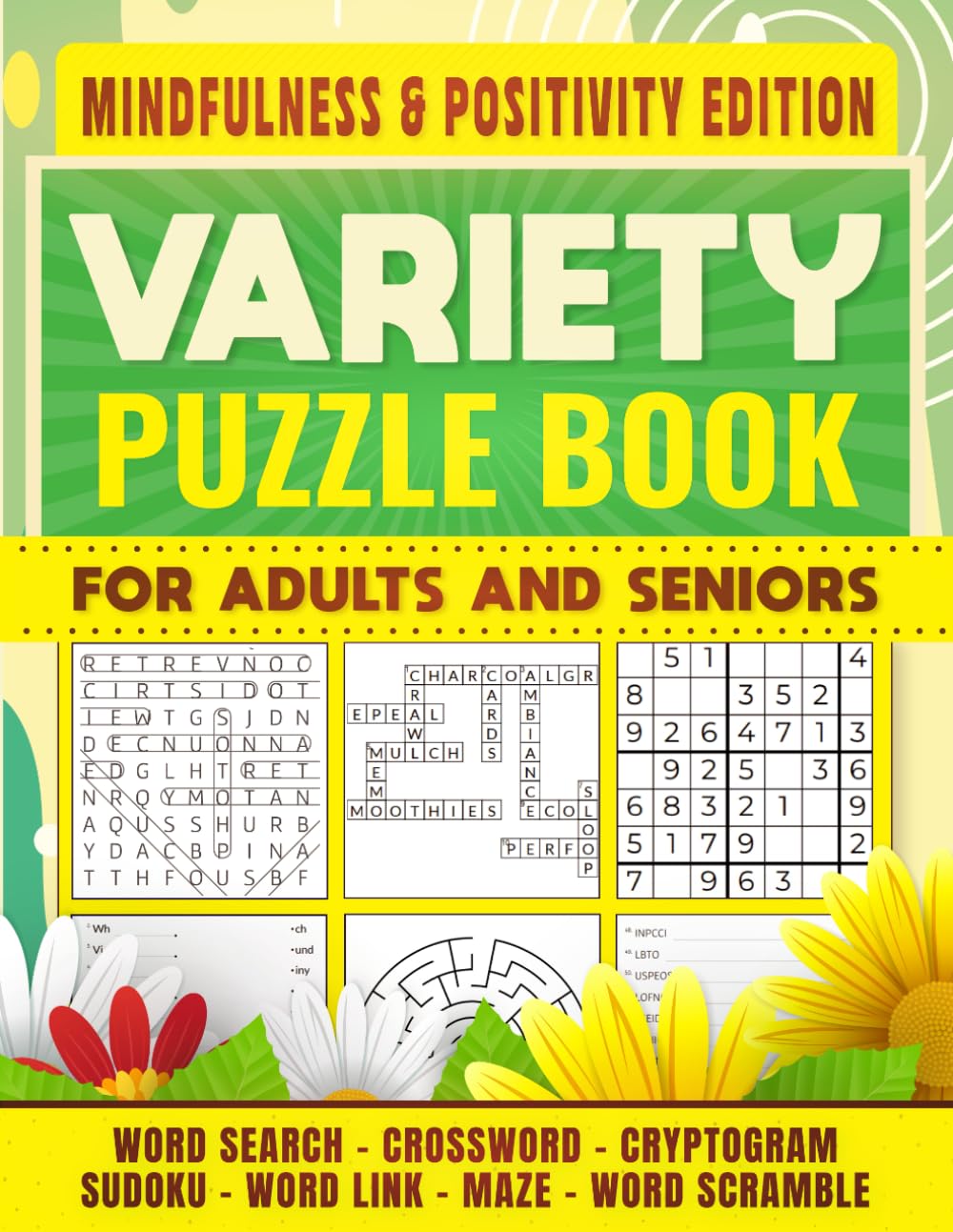 Variety Puzzle Book for Adults and Seniors: Mindfulness & Positivity Edition