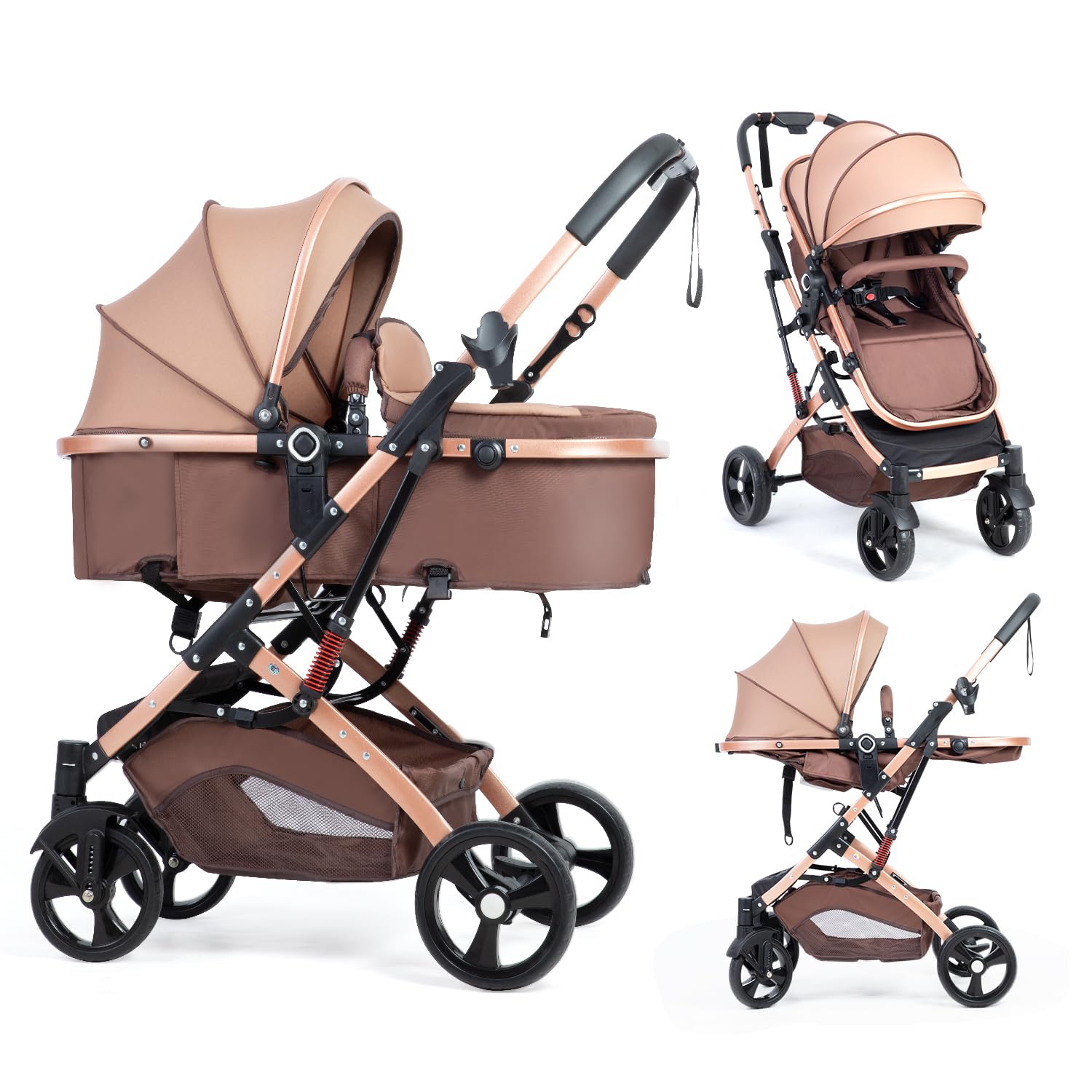 Baby Stroller Newborn Foldable Pushchair with Adjustable Canopy Folding High Landscape Infant Carriage, Anti-Shock Toddler Pushchair