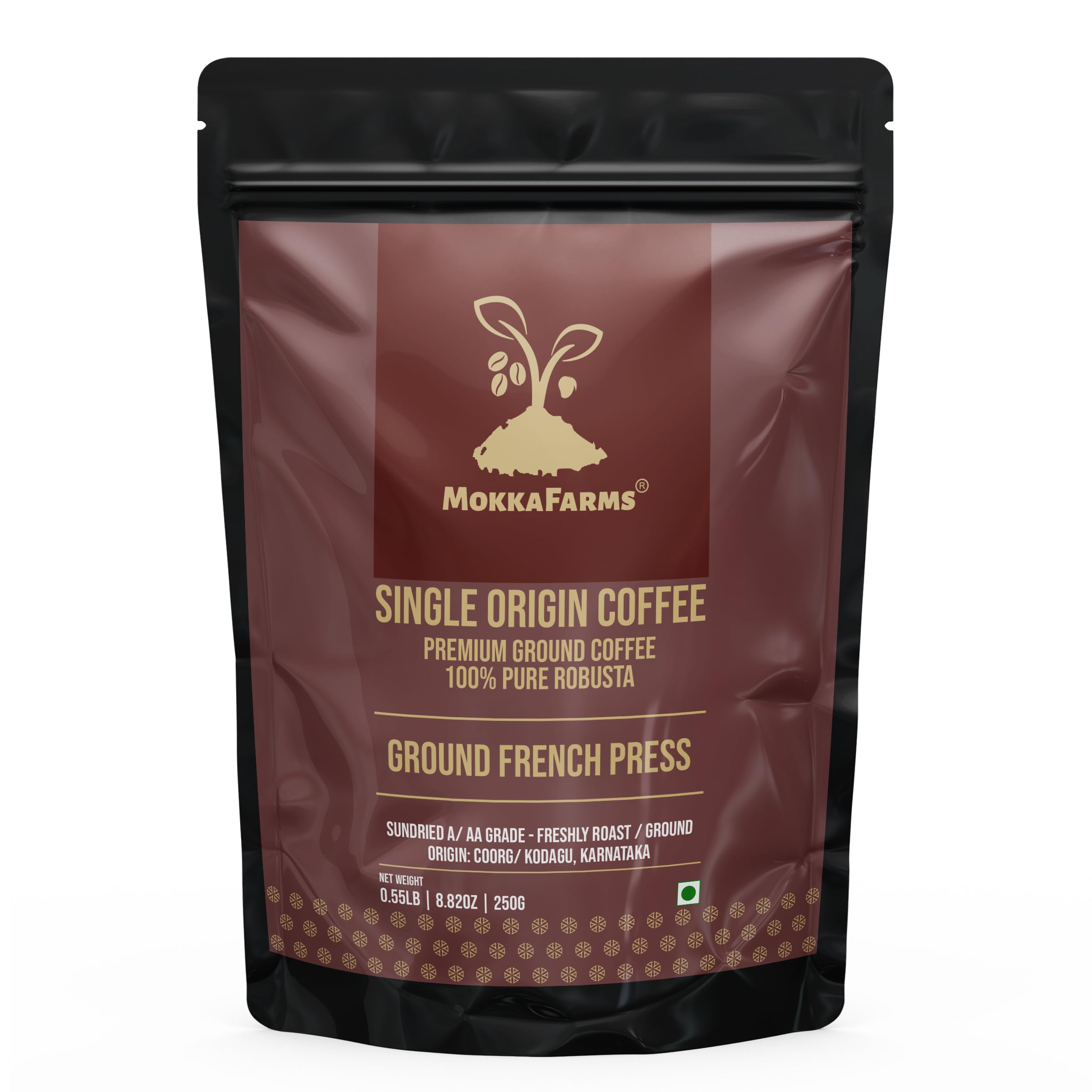 MokkaFarms Premium 100% Robusta Coffee - French Press - Dark Roast| Fresh & Single Origin | Plantation A/AA Beans | Rich, Flavourful & Aromatic | One Way Valve Zip-Lock Bag-image-42